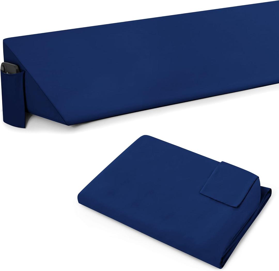Horbaunal Queen Size Bed Wedge Pillow Cover for Headboard Gap, Headboard Wedge Pillow Case Cover Only, 60" x 10" x 6", Navy