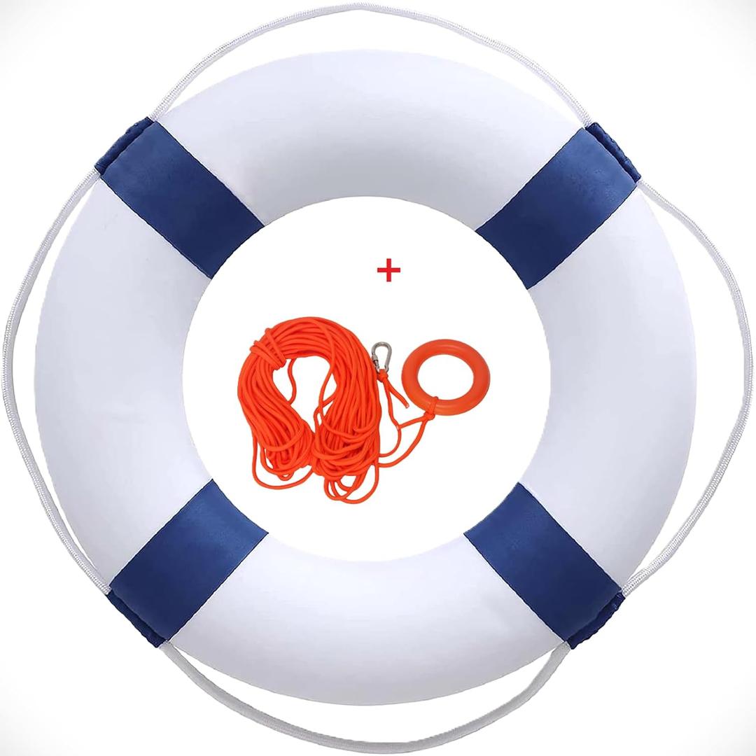 Yunphia 20" Pool Safety Throw Ring Kit, Throwable Flotation Device for Boat