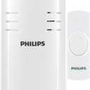 Philips Wireless Doorbell Kit, Plug-In Reciever, 1 Push Button, 2 Melodies, 4 Volume Levels, 150 Ft Range, White, DES2120W/27