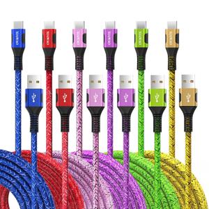 XIAWAO USB to USB C Cable, (6Pack) Type C Charger Cord Fast Charging for iPhone 17 16 15, Samsung Galaxy S25 S24 S23 A56 A36 A16 A17, Moto g, Pixel 10 9 (5ft+5ft+5ft+5ft+8ft+8ft)