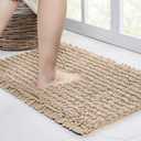 Walensee Bathroom Rug Non Slip Bath Mat (36x24 Inch Beige) Water Absorbent Super Soft Shaggy Machine Washable Dry Extra Thick Perfect Absorbant Best Large Plush Carpet for Shower Floor