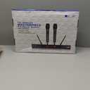 Wireless Microphone System, Metal Dual UHF Cordless Handheld Dynamic Karaoke Mic Set, Auto Scan, Long Range 200ft for Home Karaoke Singing, DJ Party, Church, Wedding, Speech (UM203)