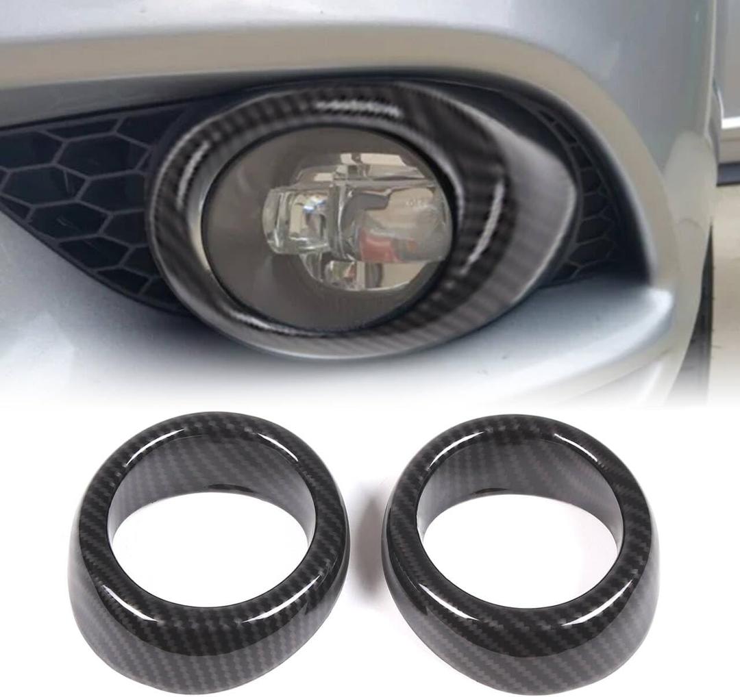 Front Bumper Driving Fog Light Ring Bezels Covers Trim Molding Compatible with Infiniti G37 2010-2013, Front Fog Light Lamp Decoration Protector Accessories (Carbon Fiber Pattern)