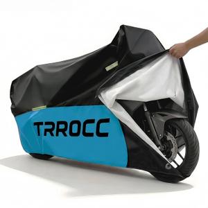 300D Heavy Duty Motorcycle Cover Waterproof Outdoor, Quad Cover for BMW, Harley, Yamaha, Lined with Cotton, Touring, Sportbike, Scooter, Powersports Vehicle Covers, L Black & Blue