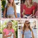 3 Pack Girls Shirts Scoop Neck Ribbed T Shirts Teens Short Sleeve Slim Fit Summer Tees for Kids Age 5-14
