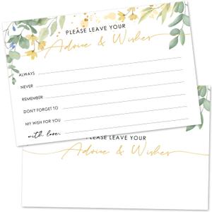 2 x Greenery Advice And Wishes Cards For The Mr And Mrs, Blank Well Wishes For Baby Shower, Bridal Shower And Graduation Party, Wedding Advice Cards 4x6, Pack of 25 -G19