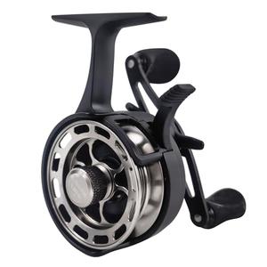FREE FISHER Ice Fishing Reels 3.2:1 Gear Ratio Ultra Smooth 3+1Ball Bearings Strength CNC-machined Aluminum Inline Ice Fishing Reel Black Left Hand Retrieve
