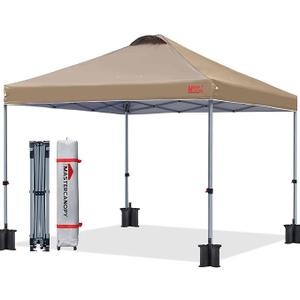MASTERCANOPY Durable Pop-up Canopy Tent with Roller Bag (10x10, Khaki)