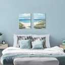 Artitude Beach Wall Art Canvas Decor: Coastal Ocean Picture Painting Modern Sea Scene Seascape Prints Set of 2 Seaside Seashore Artwork for Bathroom Bedroom Living Room Home, 24"x18" 2pcs