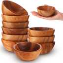 10 Pcs Acacia Wood Small Bowls 4 * 1.6 Inch 8 oz Hand Carved Round Wooden Salad Kitchen Mini Bowls Calabash Dip Tray Charcuterie Accessories for Serving Dipping Condiments Sauce Salsa Candy Nuts