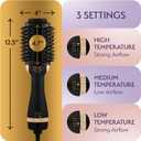 Professional Blowout Hair Dryer Brush, Black Gold Dryer and Volumizer, Hot Air Brush for Women, 75MM Oval Shape (Black Gold)