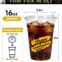 50 Pack Happy Graduation Cups with Lids - Class of 2026, 16oz Clear Disposable Plastic Cups for Graduation Party Supplies, Congrats Grad Party Cups Drinking Decorations Photo Props