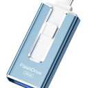 MFi Certified 256GB Flash Drive for iPhone iPad, Photo Stick for External Memory Storage, Easily Back Up and Save Photos Videos, 4 in 1 USB Memory Stick Thumb Drive for iPhone/iPad/Android/PC (Blue)