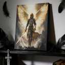ASEKBWL Archangel Michael Canvas Wall Art - 16x24 Inches | Framed Angel Warrior with Sword Wall Decor - Religious Spiritual Artwork for Bedroom, Living Room, Office - Christian Home