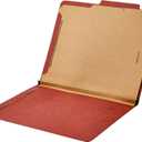 Amazon Basics Classification Folder with Prongs, Pressboard, 2 Dividers, 2-Inch Expansion, Letter Size, Red, Pack of 10, for Organizing Documents