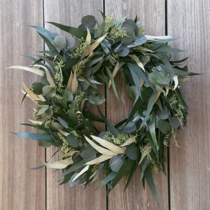 20 Inch Eucalyptus Greenery Wreaths for Front Door, Artificial Outdoor Spring Summer Wreath for Porch, Window, Farmhouse, Home Decor - All Seasons