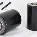 Pallet Jack/Truck Load Wheels Set with Entry Exit Roller (4 pcs) 2.75" x 3.75" with Bearings ID 20mm Poly Tread Black