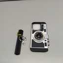 Awsaccy Camera Phone Case for iPhone 15 Pro Max 6.7 inch 2023 Camera Case Vintage Cover Cute 3D Cool Unique Design Silicone Case with Removable Neck Strap Lanyard for Girls Women Black