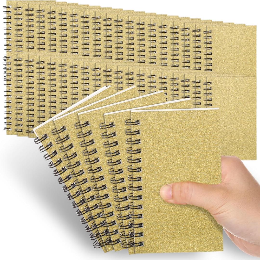 Jutom 54 Pcs Small Spiral Notebooks Memo Pads 3x5 Bulk Small Pocket Notebooks Mini Notepads with Lined Pages Mini Journals for Office School Work Supplies, 120 Pages (Gold)