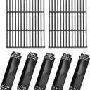 SafBbcue Grill Parts Kit for Home Depot Nexgrill 5 Burner 720-0888N 720-0888S 720-0888 4 Burner 720-0830H Replacement Parts, Porcelain Steel Grill Heat Plates & Cast Iron Cooking Grates for Nexgrill (Black -for Nexgrill 720-0888)