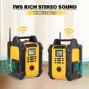 Jobsite Radio Speaker, Compatible with DeWalt 20V MAX Battery, IPX54 Waterproof Portable Wireless Stereo,Strong Signal Reception, AM/FM, TWS, 100ft Range, AC/DC Powered(Tool Only)