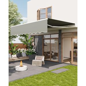 IDEALHOUSE 13'X10' Retractable Awning -Heavy Duty Waterproof Retractable Patio Awning, UV Protection, Adjustable Angle, Hand Crank - Ideal for Deck, Balcony, Porch