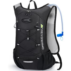 Lightweight Hydration Backpack, Running Backpack with 2L Water Bladder, Hydro Water Daypack for Cycling Hiking Rave for Men Women (Black)