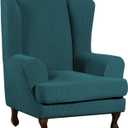 Turquoize Wingback Chair Covers 2 Piece Wing Chair Slipcover Stretch Slipcovers for Wingback Chairs Wing Chair Cover Spandex Jacquard Fabric with Elastic Bottom Non-Slip Furniture Cover, Deep Teal