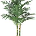 5ft Ultra-Full UV Resistant Fake Golden Cane Palm Tree with Double Trunks, 60in Tall Artificial Palm Tree Indoor Outdoor, Faux Palm Plant for Living Room Home Office Patio Garden Decor