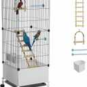 STILLCOVE Medium Flight Bird Cage, Black Parakeet Cages with Rolling Stand & Wheels, Wide Birdcage for Parrots Cockatiels Conure Budgie Canary Finch Lovebird