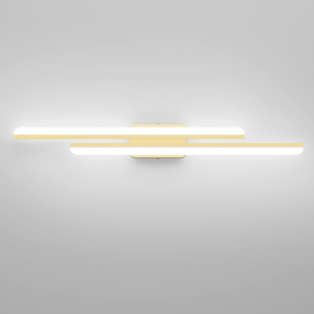 Ralbay 40" Modern LED Gold Vanity Lights 40W Frosted Aluminum Gold Bathroom Vanity Light Fixtures Over Long Mirror Modern Gold Bath Lighting 6000K White Light
