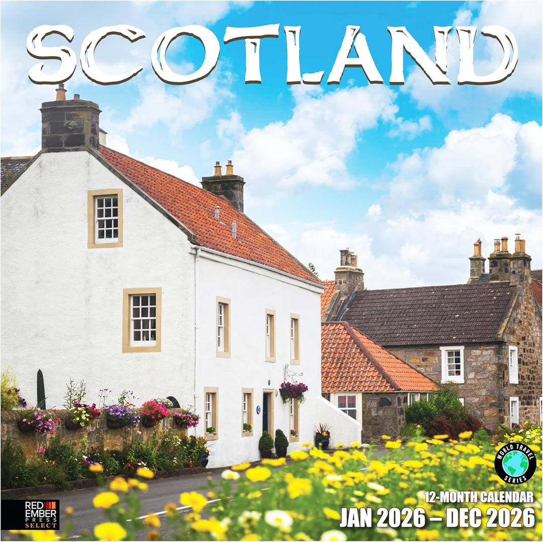 RED EMBER Select - Scotland 2026 Wall Calendar 12 Month | 12" x 24" Open | Thick & Sturdy Paper | Giftable | Scottish Castles Travel Calendar 2026