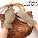 Winter Gloves, Winter Gloves for Women Cold Weather Touch Screen, Winter Gloves Womens Warm Knit Glove (Khaki)