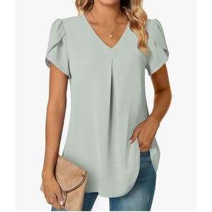 Anyally Women's Plus Size Summer Tunic Tops Dressy Casual Chiffon Blouses Short Sleeve T-Shirts for Leggings 3XL