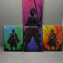 Set 5 Canvas Print Demon Slayer Characters Colorful Abstract Art for Living Room Bedroom Office Ready to Hang Fabric Home Artistic Anime Different sizes (with Frame) (39x22 inch) (39L" x 22W")
