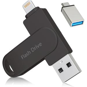 Apple MFi Certified Flash Drive 512GB, Photo Stick for iPhone Memory Stick for Photo/Video Backup Stick, High-Speed USB Thumb Drive for iPhone Storage Compatible for iPhone/iPad/Android/PC (Black)