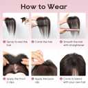 REECHO Human Hair Toppers with Bangs, Thick Hair Volume Topper Hairpiece for Women Real Human Hair Extensions for Daily Wear, Dark Gray (3.6"x5.0")