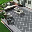 Outdoor Rug 9'x18' for Patios Clearance, Reversible Outdoor Plastic Straw Waterproof Camping Carpet, Large Area Rugs Patio Mats for Outside RV, Camper, Deck, Porch, Beach, Picnic, Grey&White