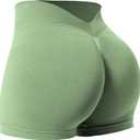 YEOREO Workout Scrunch Shorts Women V Back Gym Butt Lifting Liz High Waisted Seamless Shorts (X-Small, Green)