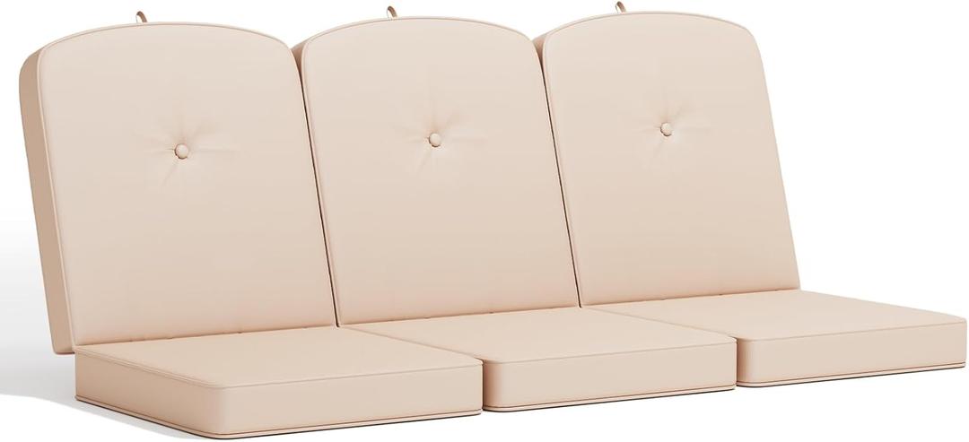 Outdoor Porch Swing Cushions 3 Seater, Replacement Cushions for Outdoor Swing, Patio Swing Cushion 25D Foam (Khaki, 61.5x39x3in)