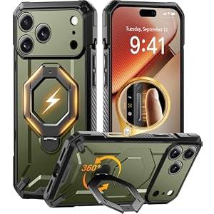 TONGATE for iPhone 17 Pro Max Case with 360° Spin Magnetic Stand, [Compatible with MagSafe][Military-Grade Protection] with Screen Protector & Camera Control Cover for iPhone 17 ProMax, Green
