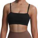 Aoxjox Women's Workout Bandeau Sports Bras Training Fitness Running Yoga Crop Tank Top (1 Black), S