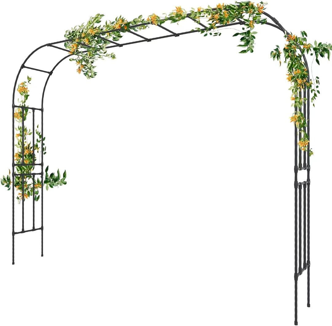 BUKLIYN Garden Arch Trellis - Length: 126in, Height: 94.5in Garden Arch Arbor Trellis for Climbing Plants Outdoor - Garden Arch for Lawn, Party, Ceremony, Wedding Decoration