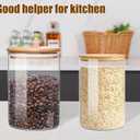 Small Size 33+17 oz Glass Food Storage Jars with Airtight Lids, Clear Glass Jar with Bamboo Lid, Airtight Food Canister for Tea, Candy, Coffee, Sugar, Cookie, Snack (Round | 5+6 Inch)