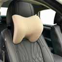 SPRFUFLY Make Restful Car Headrest Pillow, Car Pillow for Driving with Adjustable Strap, Breathable Removable Cover & Ergonomic Design - Softness Travel Car Neck Support Pillow(Beige, 1PC)