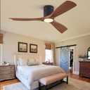 Fanbulous 52" Ceiling Fans with Lights and Remote Control,Modern Flush Mount Ceiling Fan with 3 LED Colors,Outdoor Low Profile Ceiling Fans with 6-Speeds Timer DC Motor for Bedroom Living Room Patio