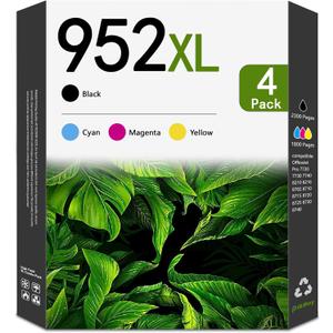 952XL Ink Cartridges (4-Pack,Black/Cyan/Magenta/Yellow) Compatible 952 Ink Cartridges Replacement for HP OfficeJet Pro 8710 7740 8720 8725 8210 8715 8702 8740 7720 8730 8216 Printers