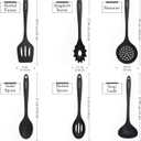 Culinary Couture Black Silicone Kitchen Utensils Set of 6, Non-Stick Heat-Resistant Silicone Kitchen Utensils Set with Steel Inner Core