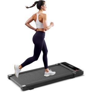 Walking Pad Under Desk Treadmill, Portable Compact Electric Walking Treadmill with Remote Control & LED Display for Home Office, Quiet Fitness Machine, Black