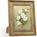 RIVERVALLA 5x7 Picture Frames Retro Antique Picture Frames with Green Gold Edge Line 5 by 7 Vintage Photo Frame Wall Hang Desktop Display Christmas Birthday Gifts for Women Mom Grandma